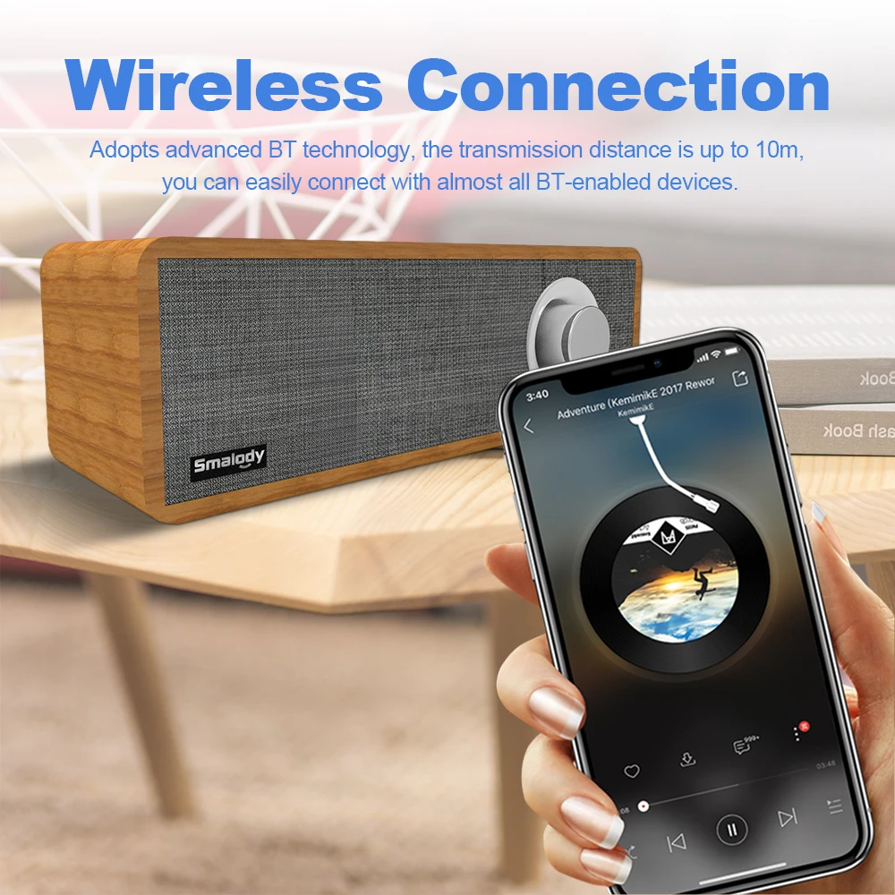 Smalody SL-50 деревянный Bluetooth динамик 8 Вт мини беспроводной Саундбар сильный бас звуковая коробка музыкальный сабвуфер для смартфонов планшеты ПК