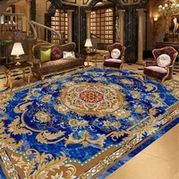 european style blue carpet floor painting wallpaper living room study pvc self adhesive waterproof floor sticker luxury 3d mural