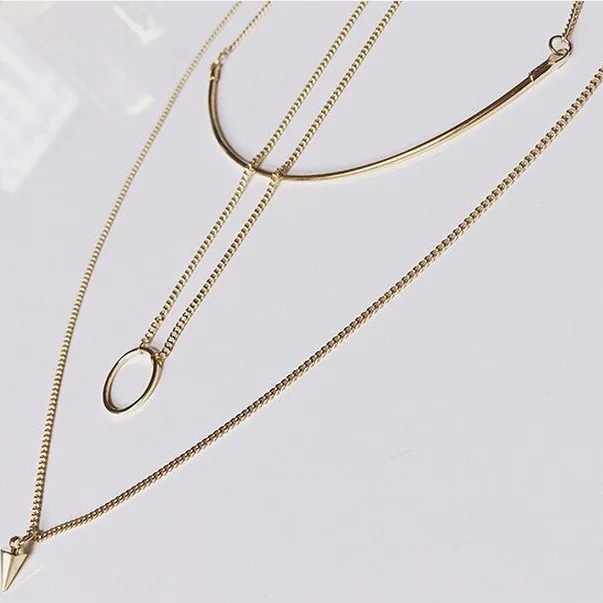 Женское длинное ожерелье с многослойным дизайном простые воротнички в Корейском