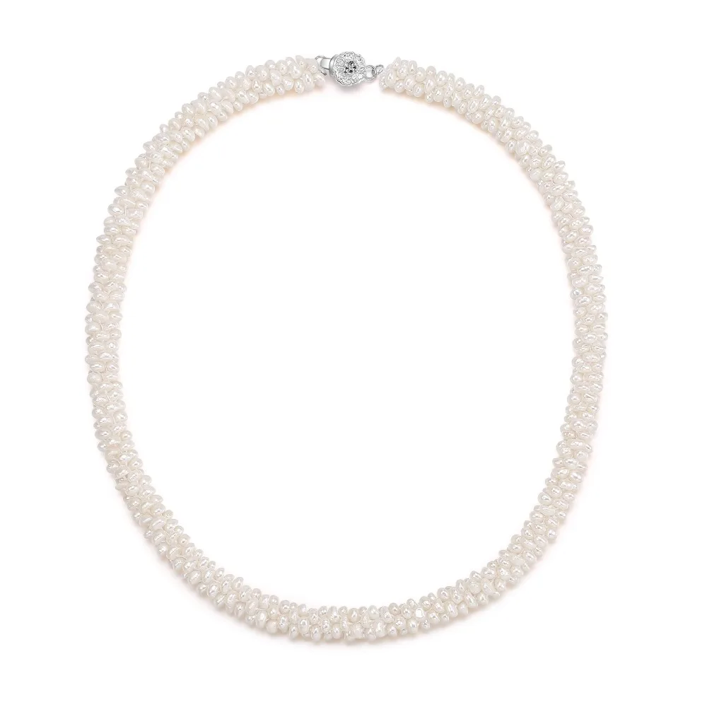 Small Freshwater Pearl Beads Chain Necklace Rice Pearls Flower Choker Copper Zircon Women Jewelry Wedding | Украшения и