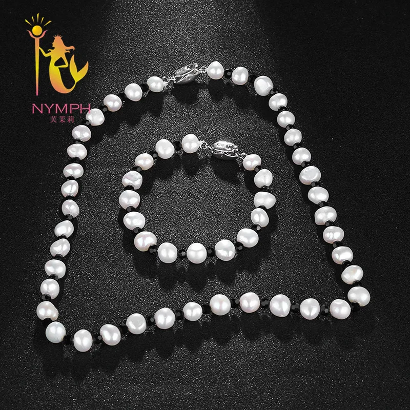 [NYMPH] набор ювелирных изделий из жемчуга настоящее ожерелье пресноводного