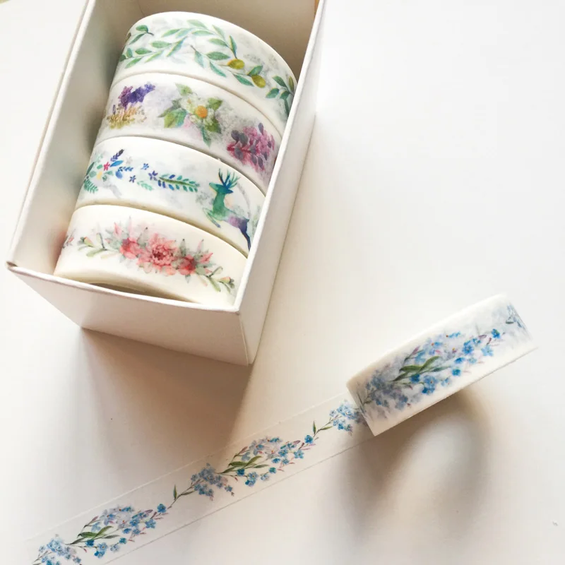 

5pcs/Box Fresh Floral Washi Tape School Office Supply Decorative DIY Craft Giftbox Style 7 Meters Long