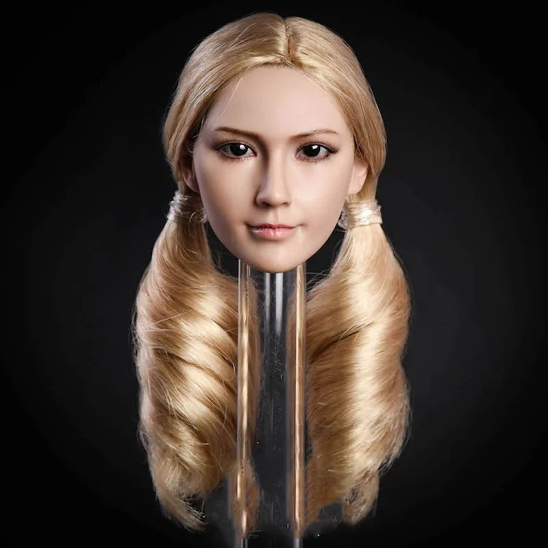 

1/6 Ratio Female Soldier Doll Head Carving Butterfly Hair Transplanting Asian Beauty Model For 12" Action Figure Body Doll Toys