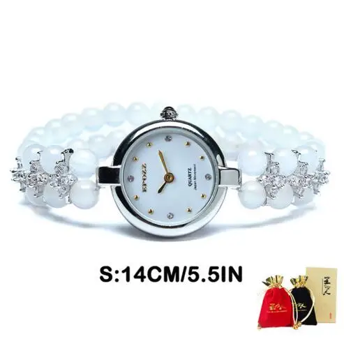 14cm with box Beauties of Emperor EPOZZ Природный камень серии новые кварцевые часы женские 925 серебро белый натуральный камень браслет часы H1122S1 - Цвет: 14cm with box