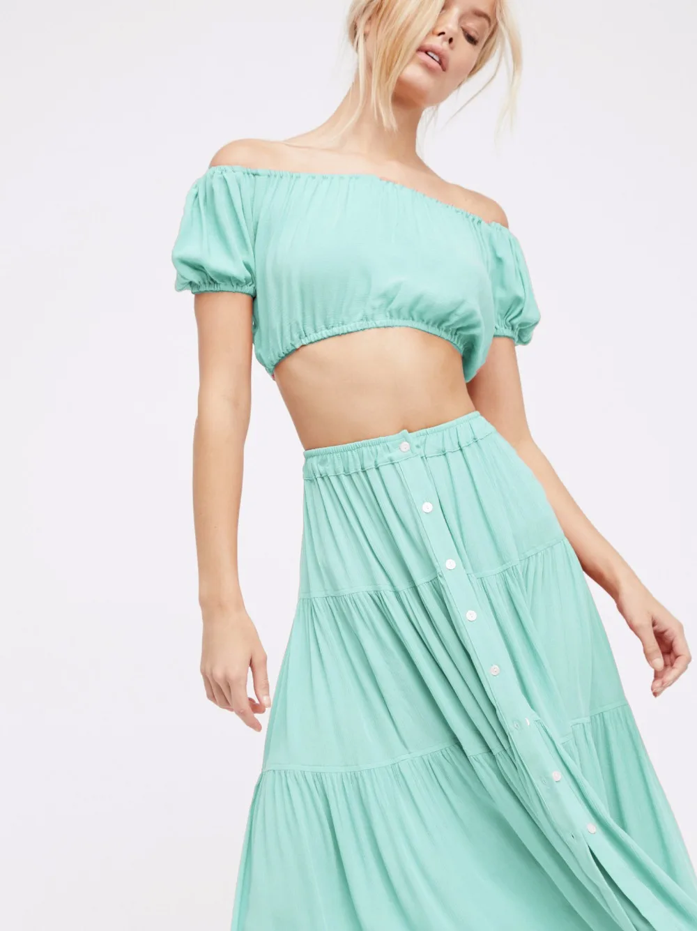 2017 мода новый сладкий Слово плеча высокая талия два комплекта одежды перевозка