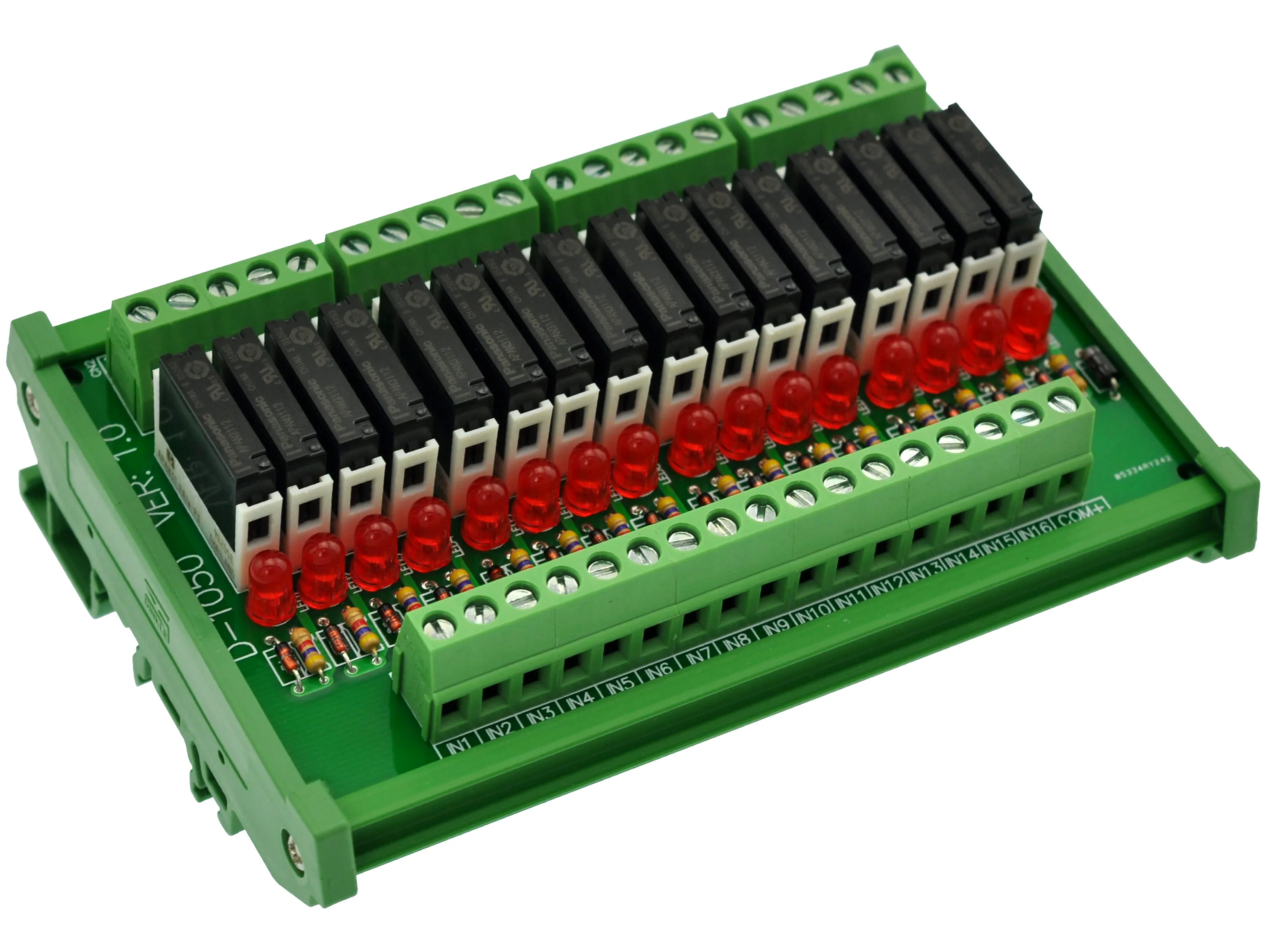 Тонкий DIN рейка крепление DC12V раковина/NPN 16 SPST NO 5A Мощность триггерный релейный
