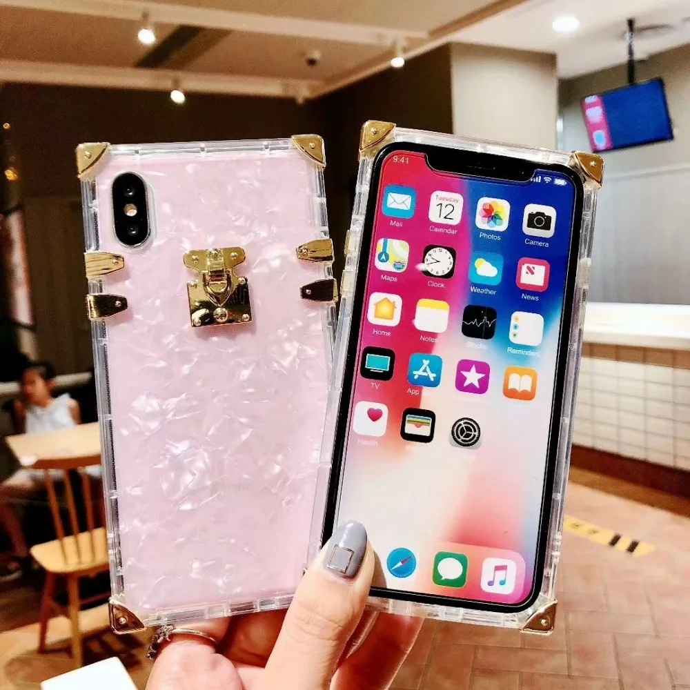 Роскошный квадратный прозрачный чехол из ТПУ для iPhone 13 12 11 Pro XS Max X XR 6 7 8 Plus Мягкий