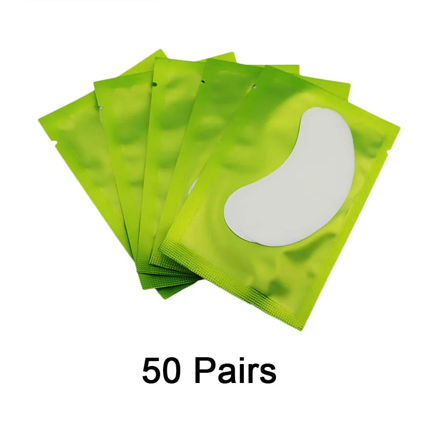 50 Pairs Green Аксессуары для наращивания ресниц, накладки под глаза, 10/50 пар, без ворса, гелевая Подушечка для наращивания ресниц, натуральный Hyfrogel профессиональный - Цвет: 50 Pairs Green