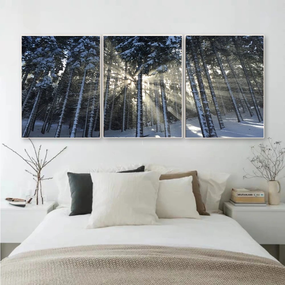 

Laeacco 3 Pcs Forest Landscape Posters and Prints Nordic Canvas Paintings Wall Art Picture for Living Room Decor Home Decoration