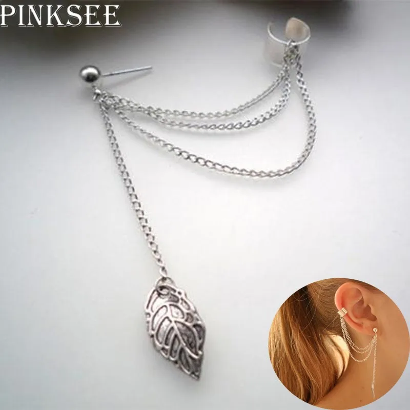 Женские серьги клипсы PINKSEE 1 шт. готические панк серебристые цветной шип с