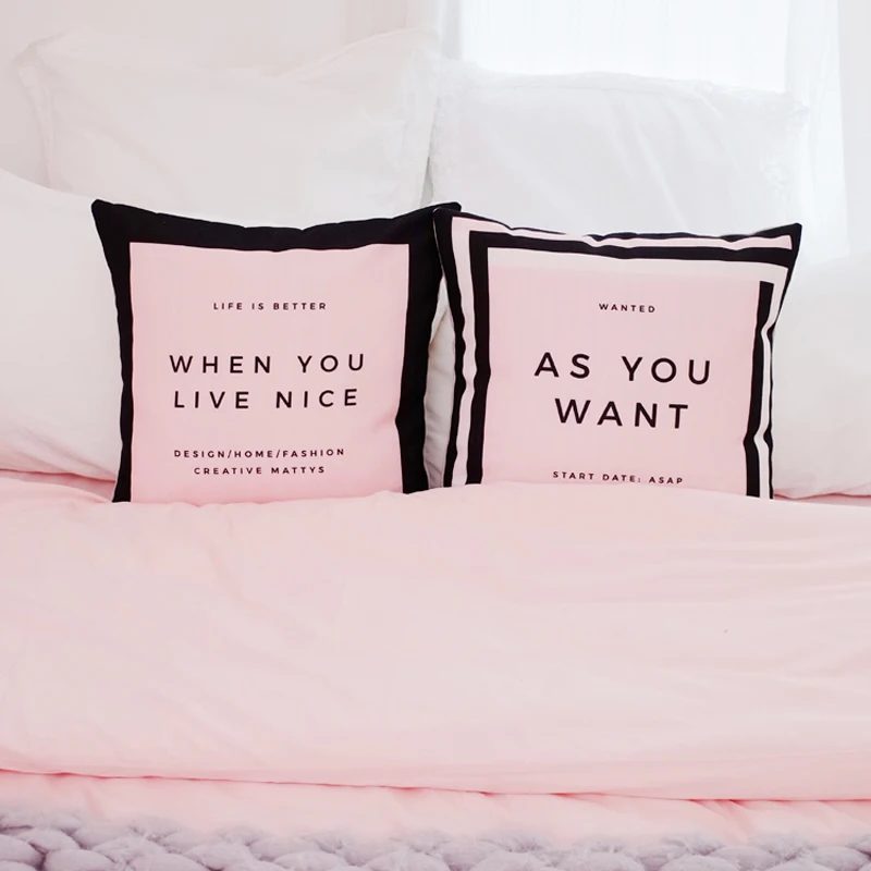 Mattys The original heart of Girl Pink ins English CHIC style cotton cushion pillow core creative gift | Дом и сад