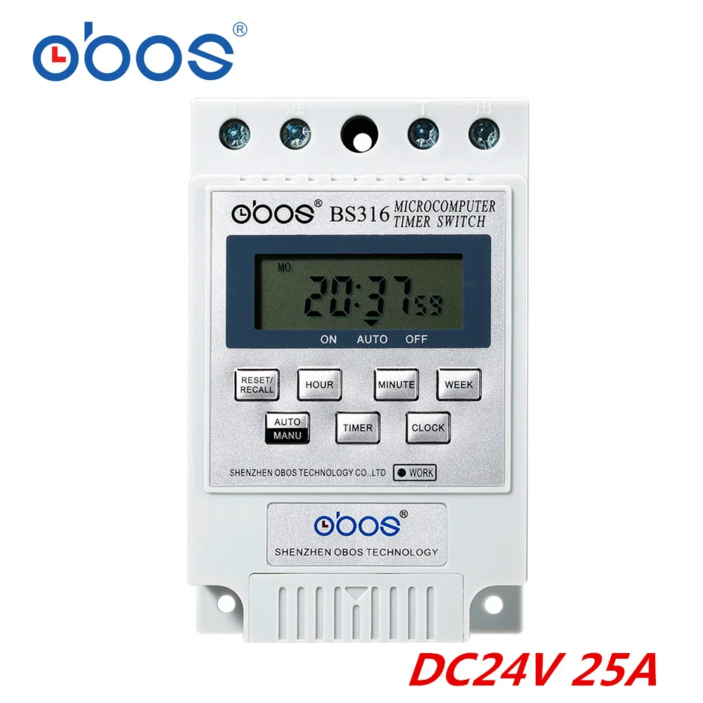 DC24V BS316 25A DC24V DC12V интеллектуальный микрокомпьютер программируемый электронный таймер реле времени контроллер DC24V DC12V - Цвет: DC24V