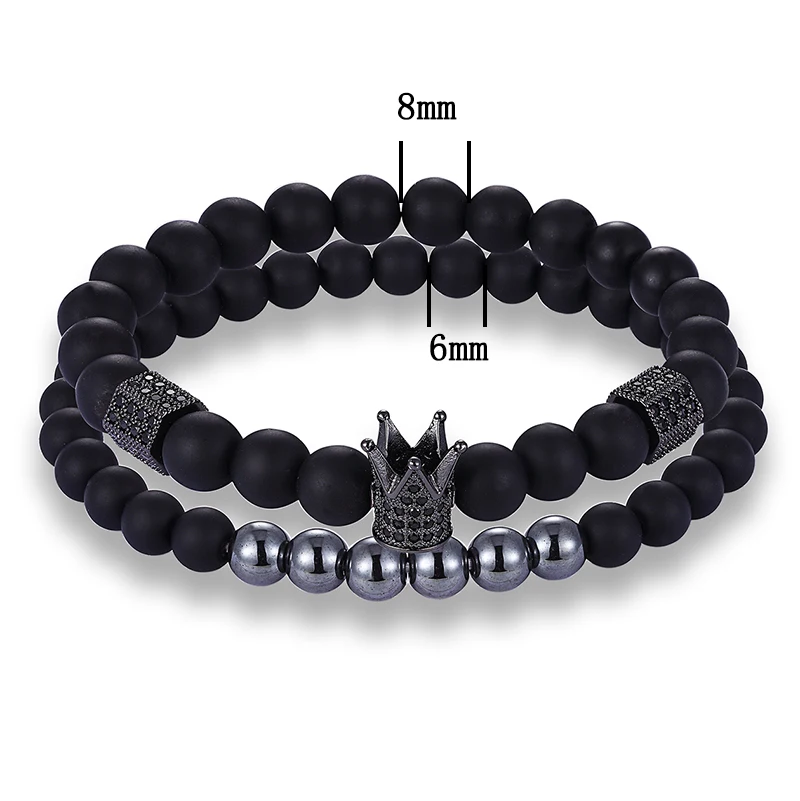 Модный бренд мужской браслет из натурального камня корона бижутерия воина