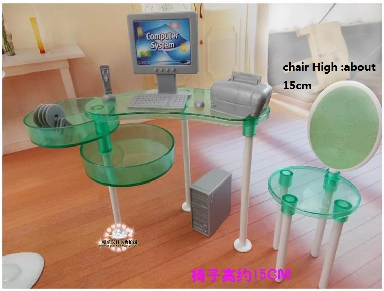

New summer Computer room living room set for barbie doll, fashion doll Furniture Assembled toys for baby