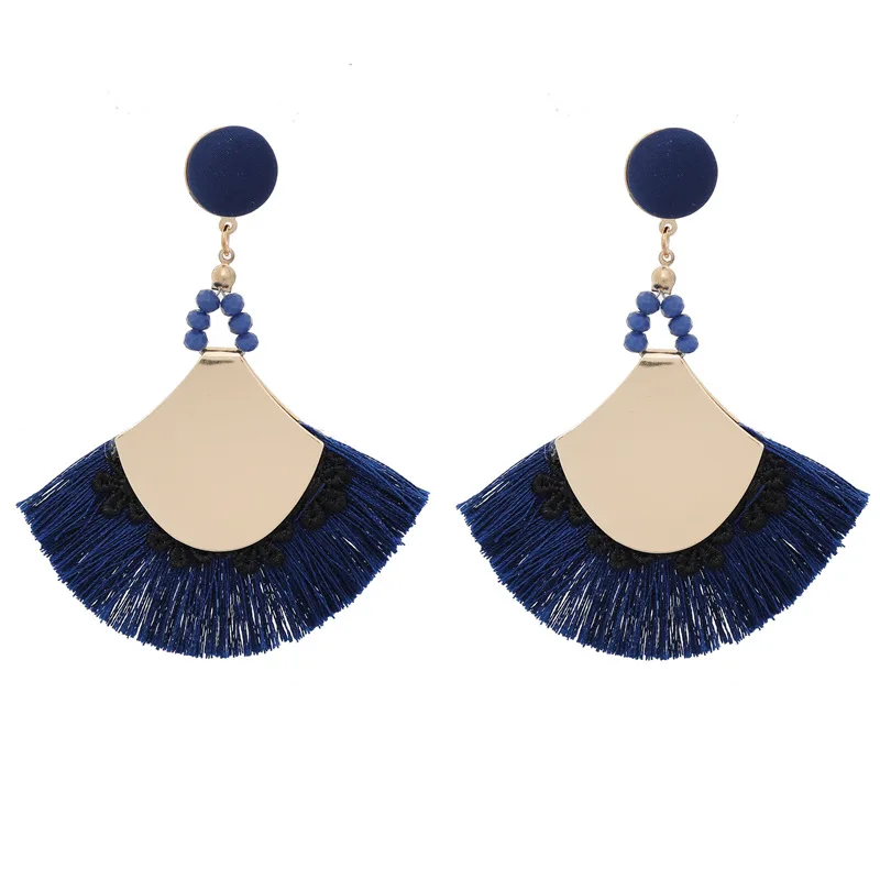 Новые длинные серьги с бахромой Винтажные Висячие массивные круги женские
