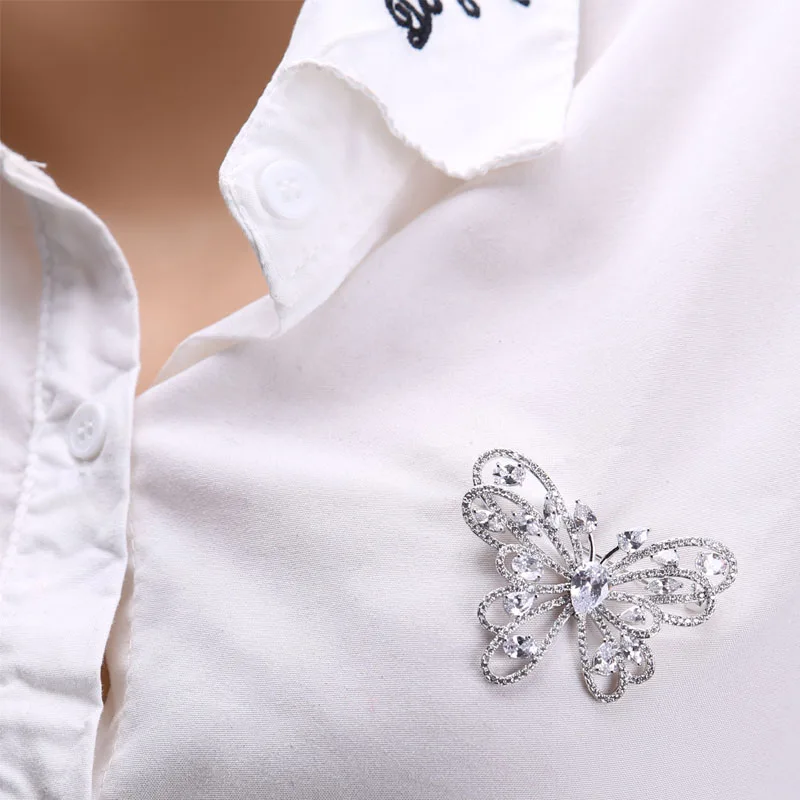 Модные булавки AAA + с цирконием брошка Бабочка И для женщин платья свадьбы