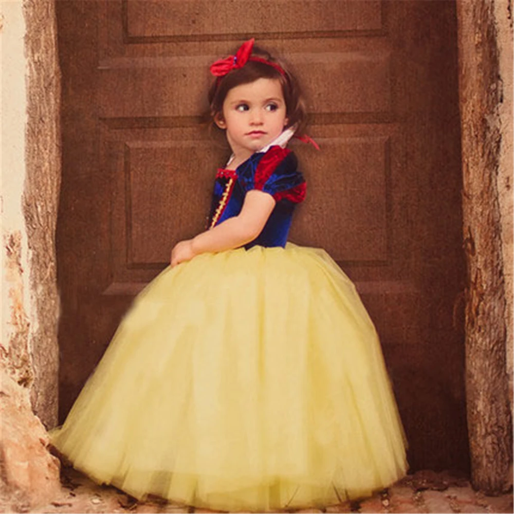 Girls Snow White Princess Dresses Kids Halloween Party Christmas Cosplay Costume Children Girl Velvet Clothing Wig | Детская одежда и