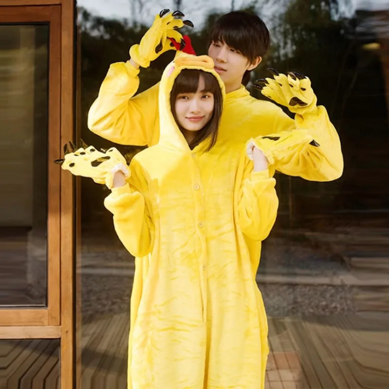 Пижама с животным принтом желтая курица Косплей комбинезон для взрослых