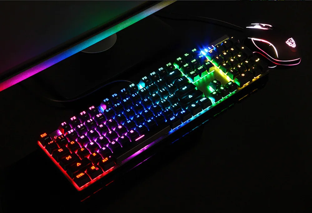 Motospeed CK888 NKRO RGB подсветка механическая клавиатура и мышь комбинированный набор с клавиатурой и мышью с светодиодный мигающая лампа