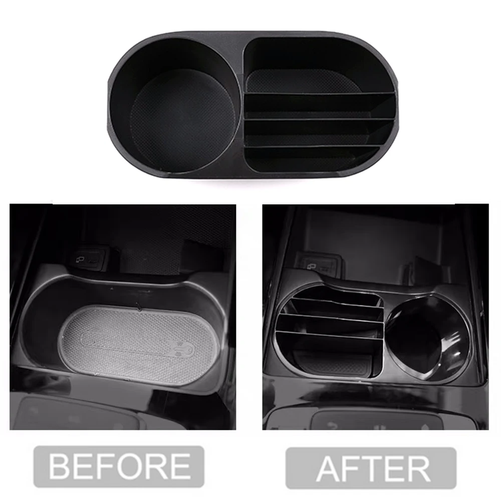 

JEAZEA Black Plastic Central Water Cup Phone Holder Box Storage For Mercedes Benz A Class 2019 Car Accessories