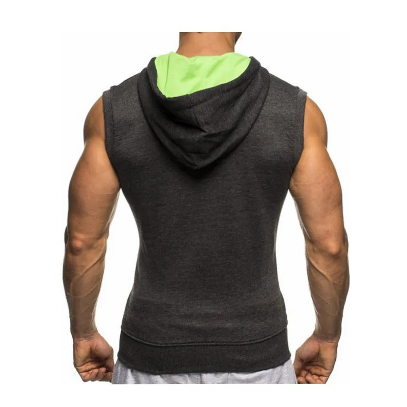 5 Colors Zipper Vest Men Tank Tops Hooded Tanktop Sleeveless Mens Casual Jackets Tanks Black Vests Top Streetwear | Мужская одежда