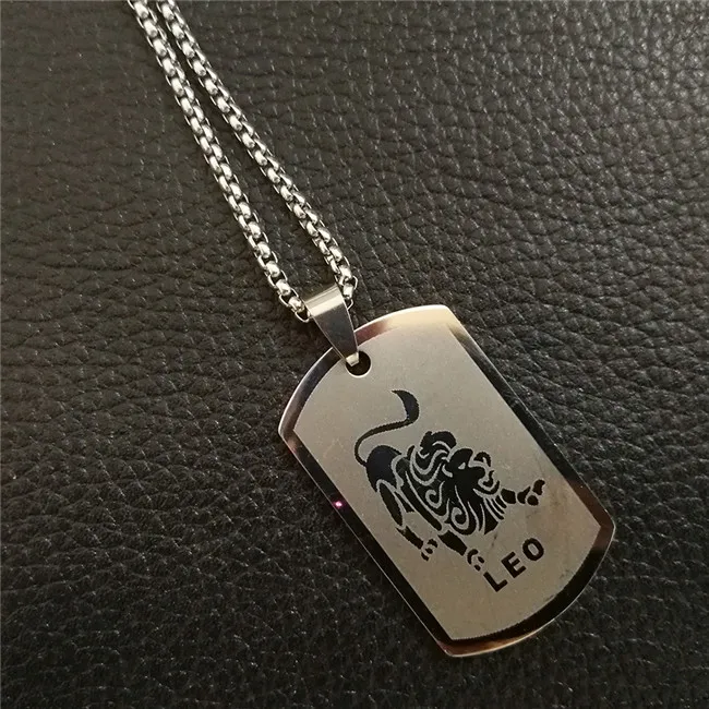 Leo Silver Color Leo 12 созвездий ожерелье для мужчин/женщин подарки на день рождения Прямая поставка Нержавеющая сталь Золото скорпион кулон знак зодиака ювелирные изделия - Окраска металла: Leo Silver Color