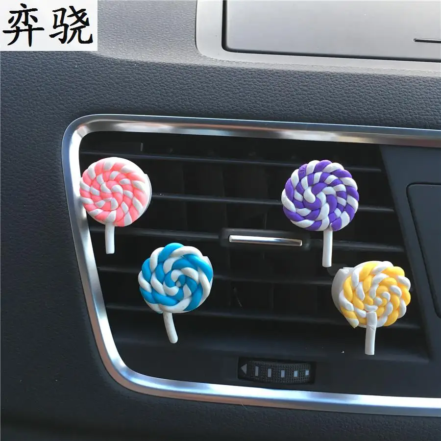 

Lovely rainbow lollipop car perfume Air Freshener Lady car perfume Color candy car modelling decoration Perfumes 100 Original