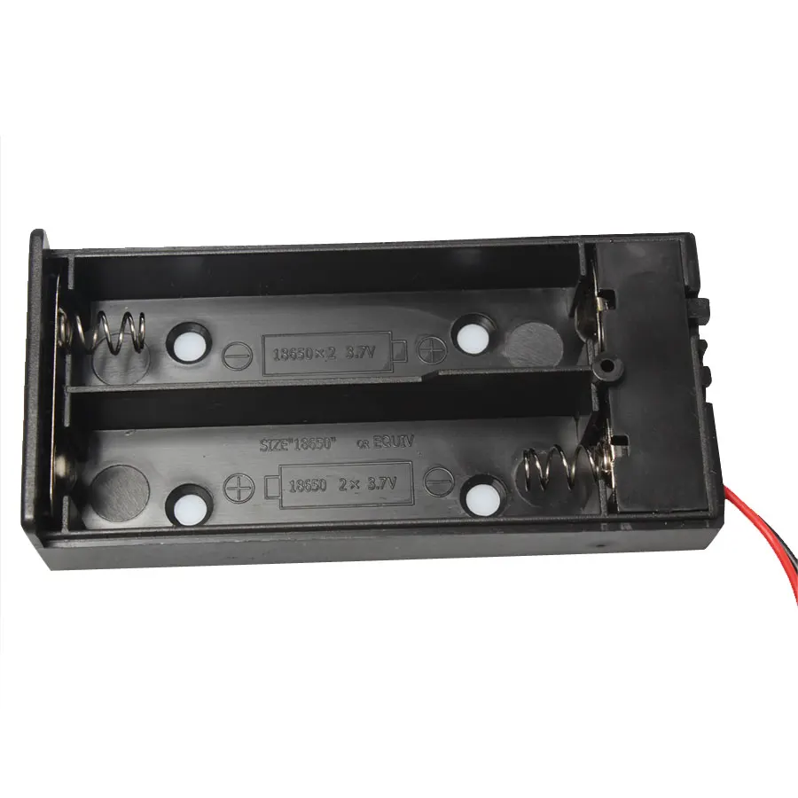 

Wholesale 100PCS 2x18650 7.4V Battery Storage Case Batteries Holder Box With Cover Cable Lead &ON/OFF For Soldering Connecting