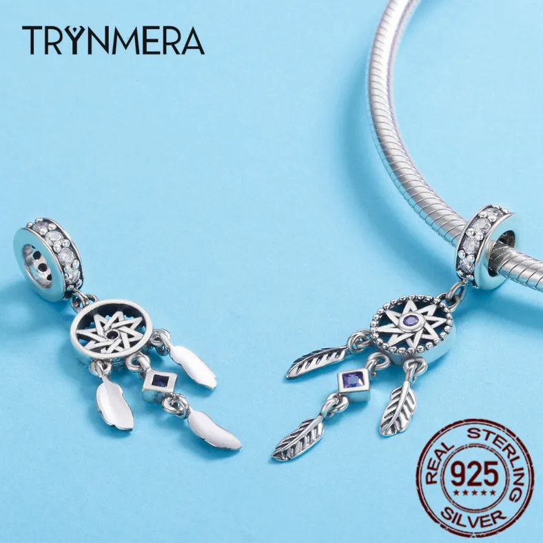 Trynmera Лидер продаж Серебро 925 пробы кулон Ловец снов Шарм fit для женщин браслеты с подвесками и ожерелья для мужчин ювелирные изделия подарок