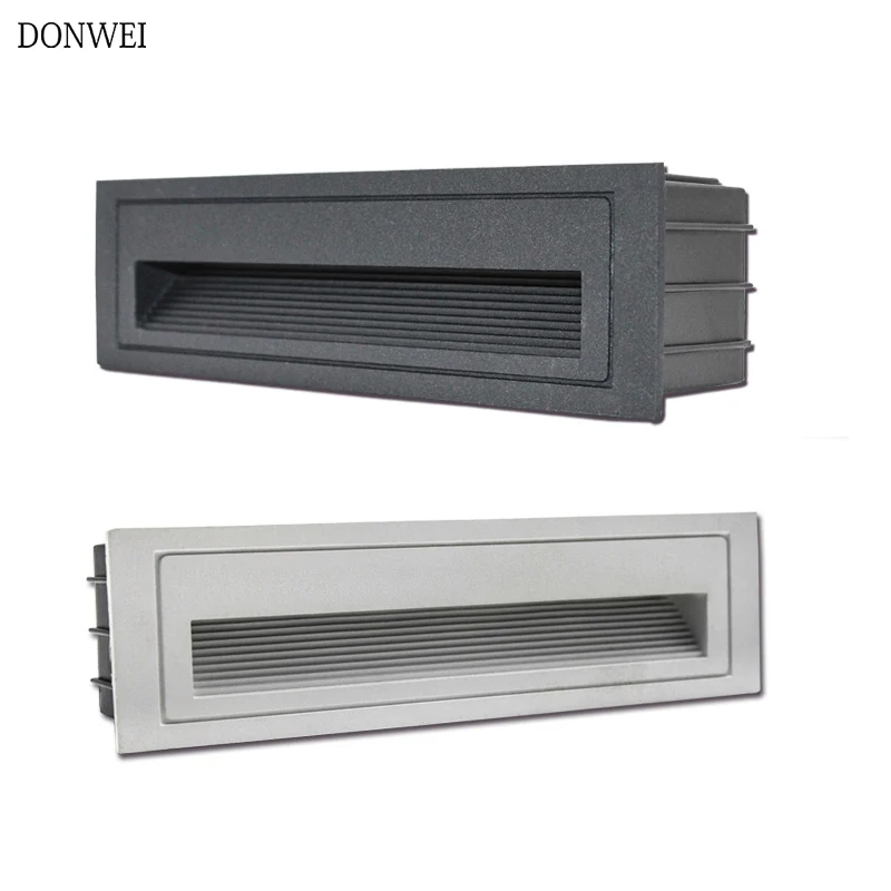 

DONWEI 4W Outdoor Led Step Light IP65 Aluminum Embedded Staircase Corner Lamp Waterproof Recessed Wall Stair Lamp Footlight