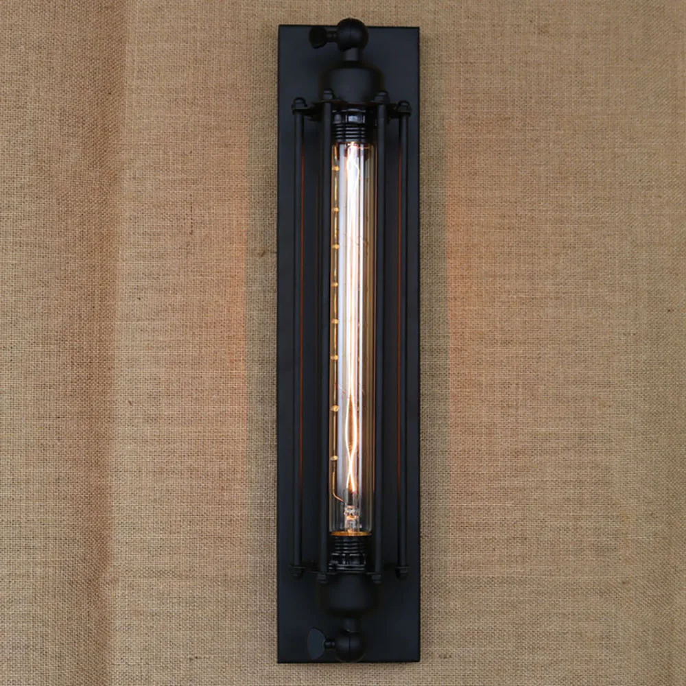 Старинные ретро настенные светильники E27 с черной железной трубкой для прихожей
