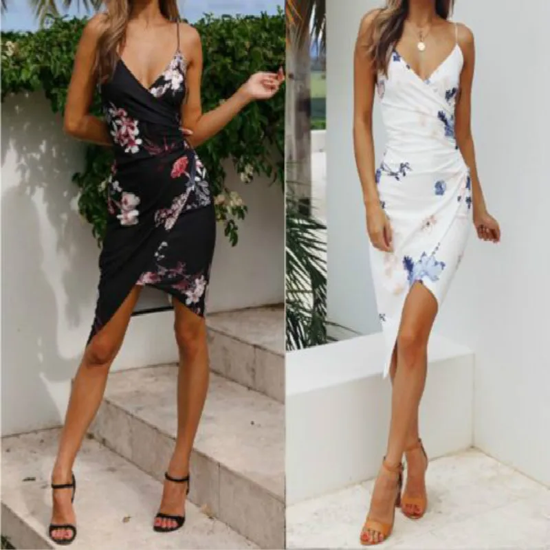 Для женщин Лето Boho Короткие мини-платье Вечеринка Пляжные наряды сарафан без