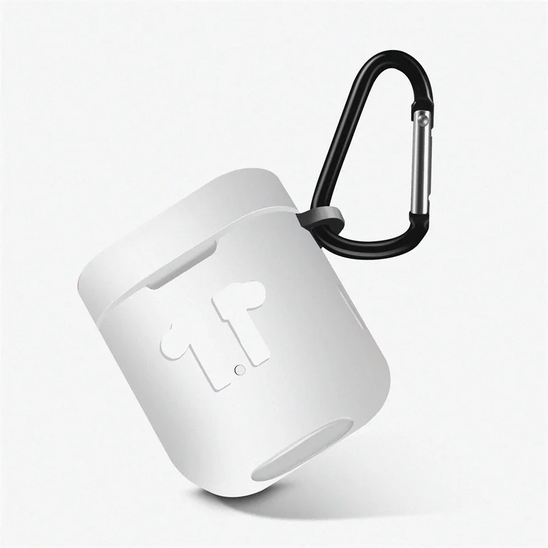 Силиконовый чехол для Xiaomi Airdots Pro Наушники защитный чехол для Xiaomi Air TWS гарнитура зарядная коробка с карабином сумка с крючком - Цвет: White