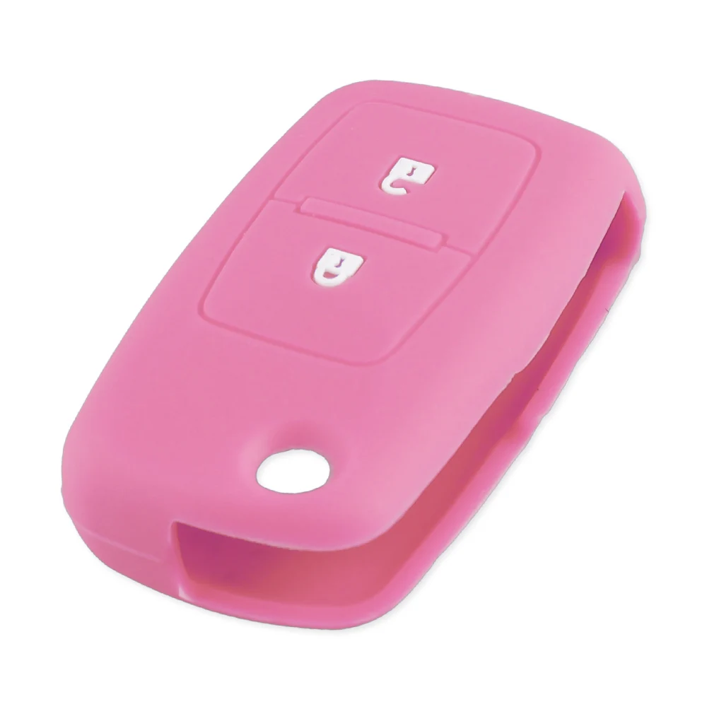 pink KEYYOU 2 кнопки силиконовый Флип резиновый чехол для ключей автомобиля для Фольксваген амарок Поло Гольф 5 6 7 MK4 Bora Jetta Altea Alhambra - Название цвета: pink