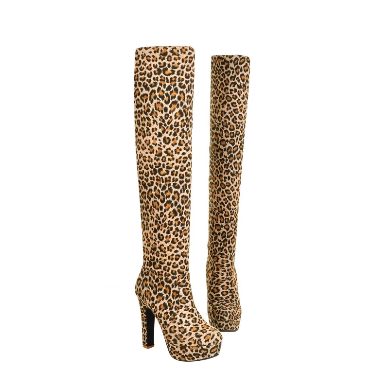 

ASUMER Big size 34-43 2020 fashion autumn high heels round toe platform thigh high women boots thigh high over the knee boots