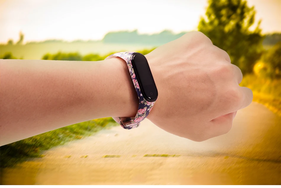 BOORUI Mi band 4 ремешок для xiaomi mi band 4 аксессуары pulsera inteligente силиконовый пояс с цветами Замена для m4 band