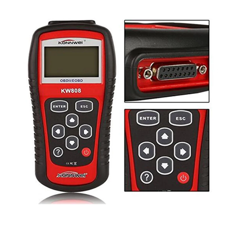 KONNWEI KW808 Универсальный Автомобильный OBDII считыватель кода EOBD сканер OBD2
