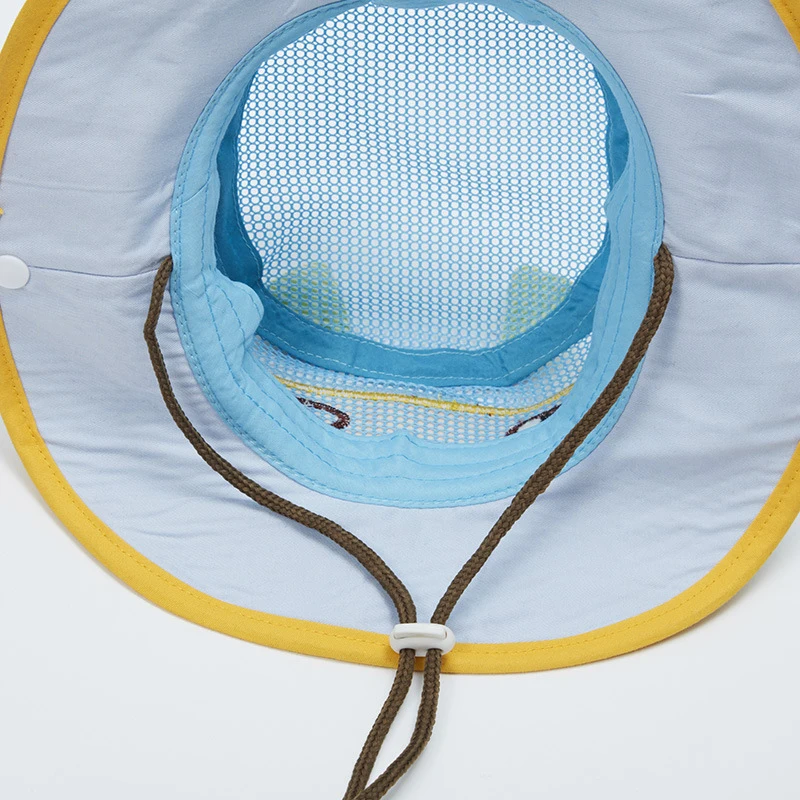 Cat Baby Sun Bucket Hat with Wide Brim Toddler Boy Girl Summer UV Protection Caps Mesh Breathable Comfortable Chinstrap Stay On | Детская