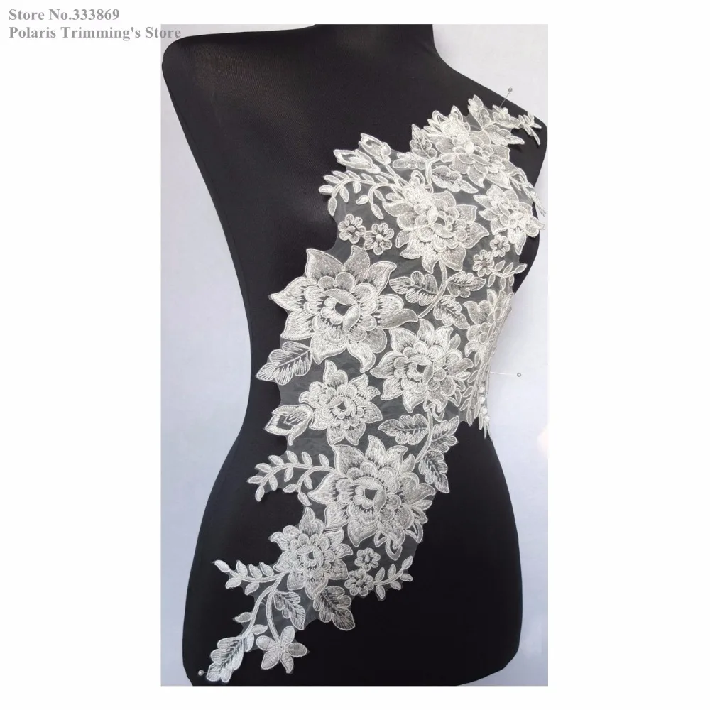 Newest Cream/Ivory/Offwhite Flower Embroidery Lace Appliques Collar Dance Dress Costume DECOR Wedding Bridal Accessories PBNC86M | Дом и сад