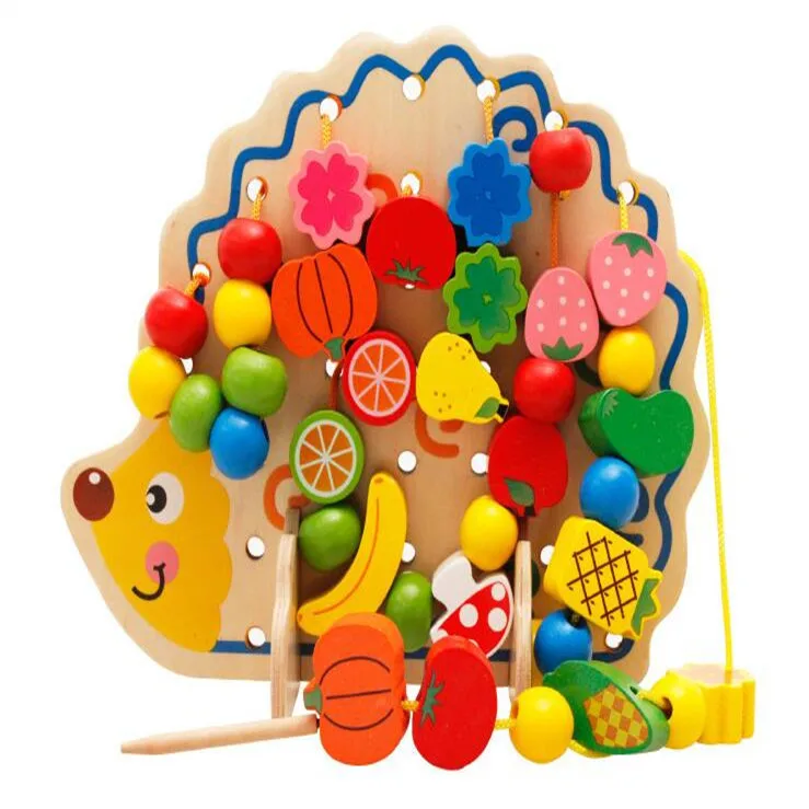 20X Wooden Fruit Hedgehog Creative Threading Lacing Stringing Beads Building Toys for Early Education | Игрушки и хобби