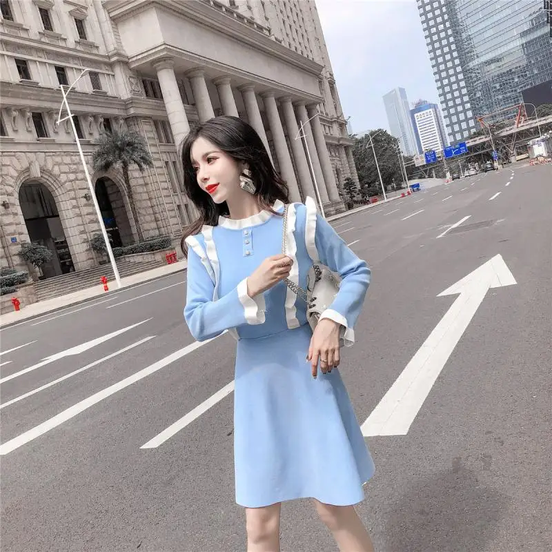 Мода feminina Брендовое новое мини платье Женская одежда корейская Осенняя мода А