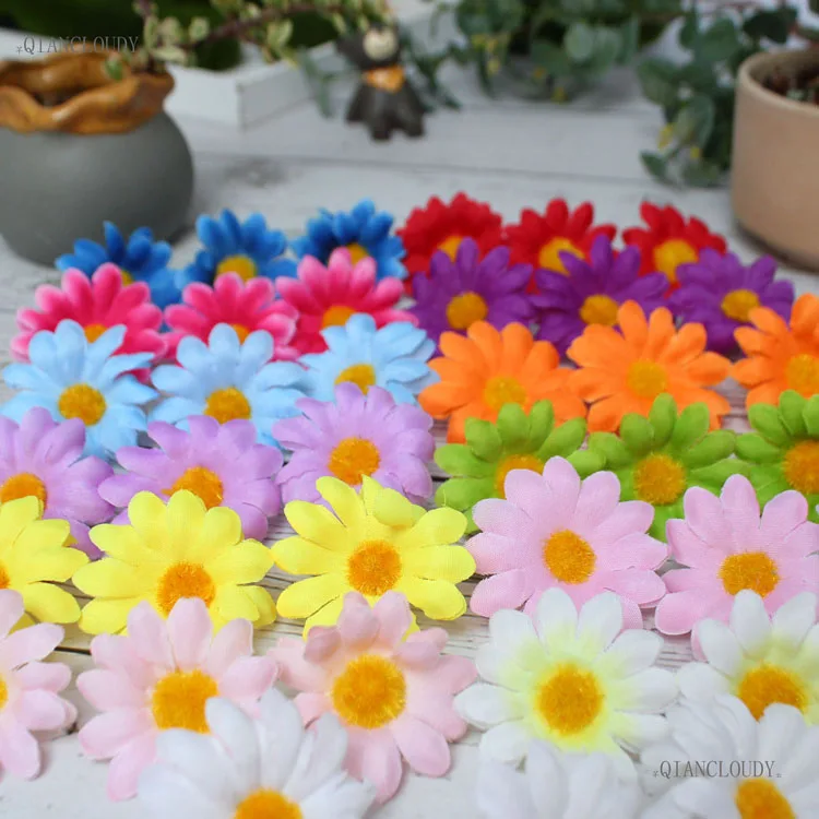 Mixed color 10 штук 3 см Искусственный Подсолнух Дейзи Шелковый Свадебные цветы День рождения украшения Скрапбукинг DIY аксессуары A20 - Цвет: Mixed color
