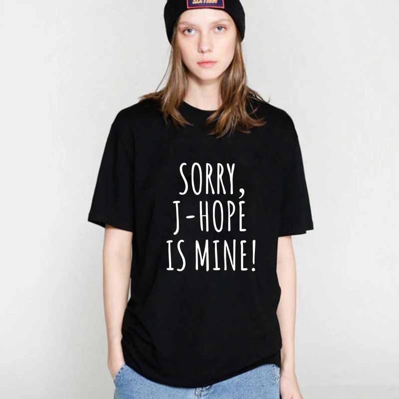 Showtly SORRY J-HOPE IS MINE с буквенным принтом Новая модная женская забавная футболка
