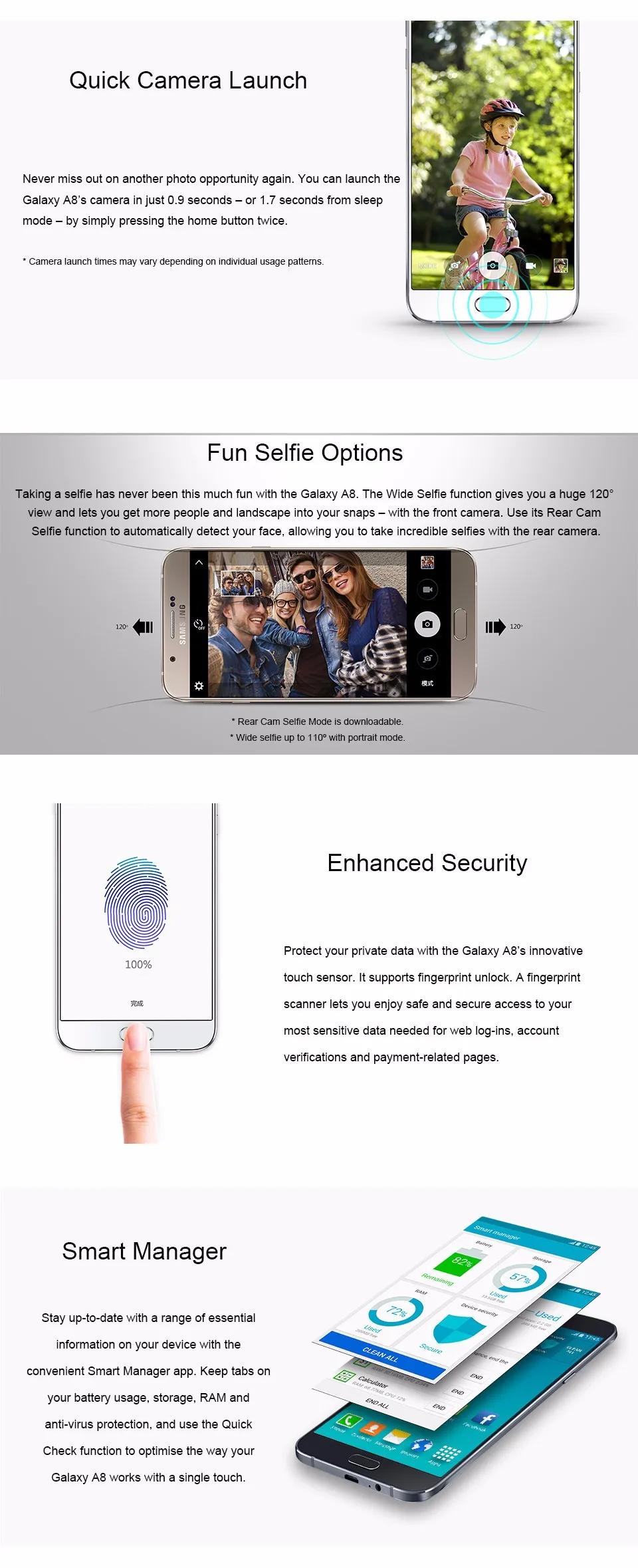 Разблокированный samsung Galaxy A8 A8000 5,7 ''Восьмиядерный 16,0 Мп камера Android 5,1 2 Гб ОЗУ 16 Гб ПЗУ 1080P wifi gps мобильный телефон