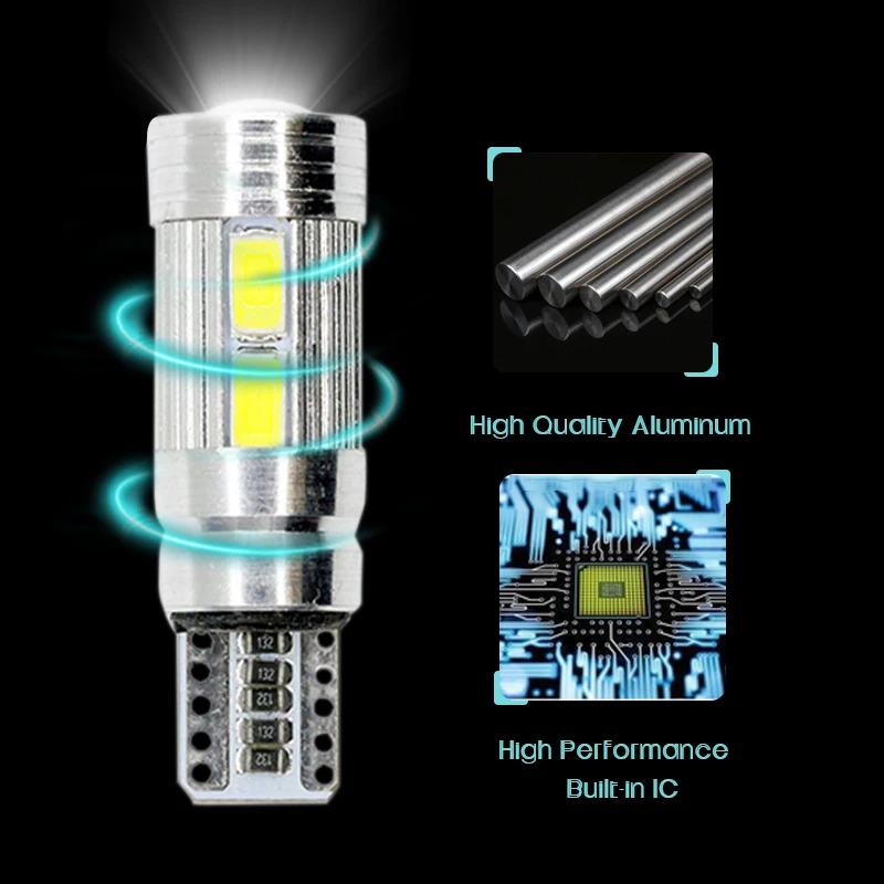 SUNKIA 2 шт./лот W5W T10 без ошибок в интерьере Белый СВЕТОДИОД Canbus 10 SMD 5630 с проектором