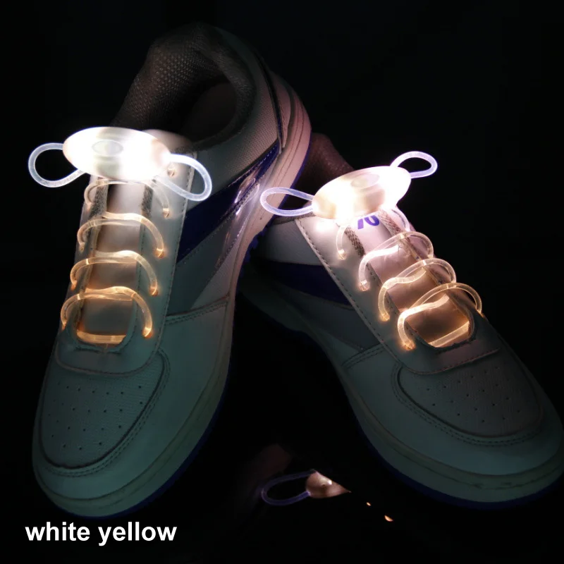 white yellow Светящиеся вечерние шнурки для обуви, светлые шнурки, аксессуары для праздничных праздников, светодиодный шнурок для обуви, многоцветные домашние светящиеся шнурки - Цвет: white yellow