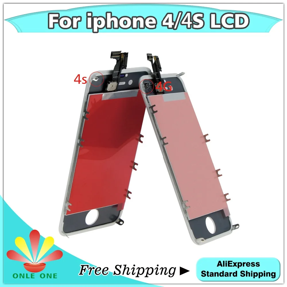 1 шт. Высокое качество сенсорный экран и ЖК дисплей для iphone 4 4G 4S дигитайзер черный