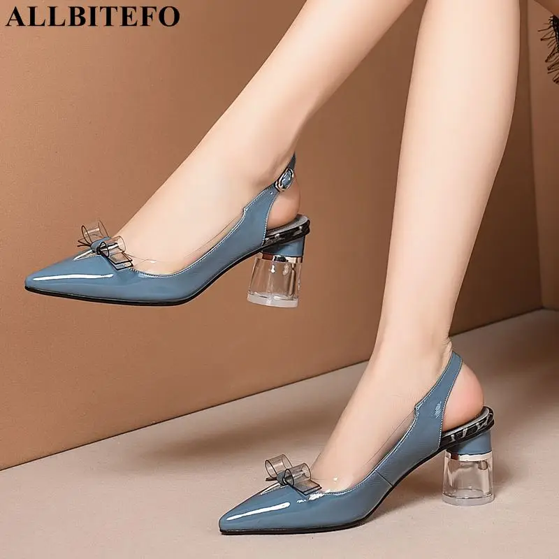 ALLBITEFO/с украшением в виде кристаллов на высоком каблуке натуральная кожа thik