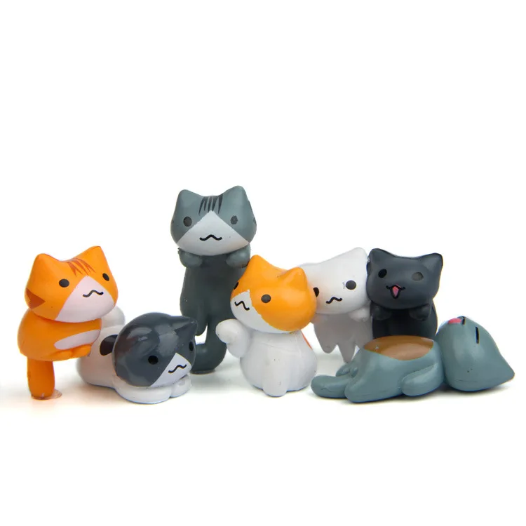 6 шт./компл. милая кошка фигурка игрушка мультяшное животное мини Kawaii кукла