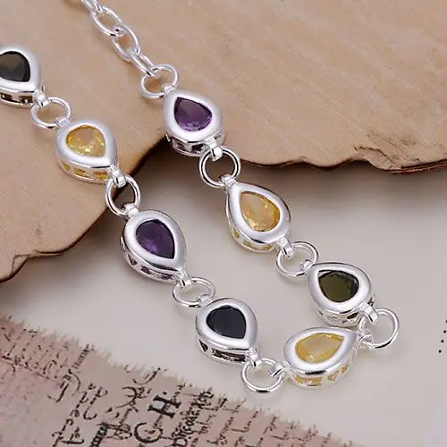 Женский браслет из серебра 925 пробы с камнями|bracelet usb flash drive|bracelet messagebracelet double |